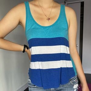 Blue tank top with strip detailing